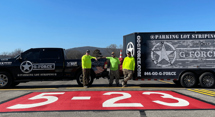 three members at first airfield striping project in alabama