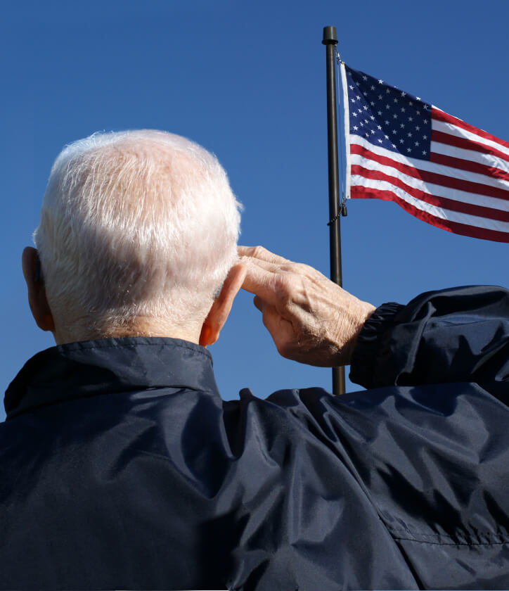 veteran saluting the american flag