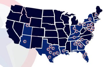 usa map with franchise locations marked